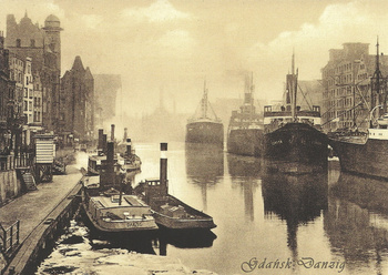 Pocztówka-reprint - Statki w Gdańsku około 1930 r.