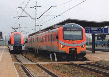 Pocztówka 21x14,8 cm - Elektryczne zespoły trakcyjne EN57ALc-2202 i EN76-033