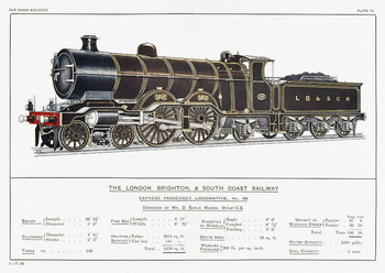 Pocztówka - The London, Brighton & South Coast Railway - Express Passenger Locomotive No. 38