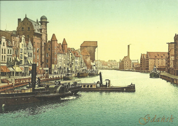 Pocztówka-reprint - Statki w Gdańsku około 1900 r.
