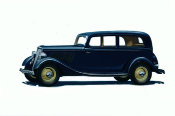 Pocztówka - Samochód Ford V-8 De Luxe 2-door Sedan 1934