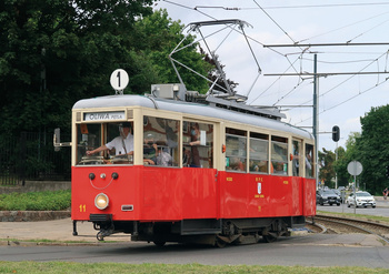 Pocztówka reklamowa 21x14,8 cm - Wagon tramwajowy typu N nr 11 - Gdańsk 2021 r.