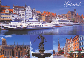 Pocztówka - Wodolot DELFIN IV i katamaran SZAFIR - Gdańsk