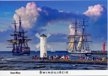 Pocztówka - Żaglowce w Świnoujściu