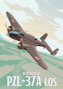 Pocztówka - Samolot bombowy PZL-37A Łoś