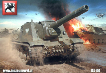 Pocztówka - Ciężkie działo pancerne ISU-152