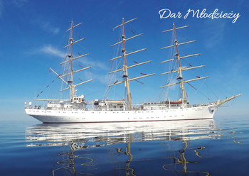 Pocztówka - Żaglowiec szkolny DAR MŁODZIEŻY
