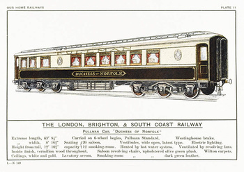 Pocztówka - The London, Brighton & South Coast Railway - Pullman Car DUCHESS OF NORFOLK