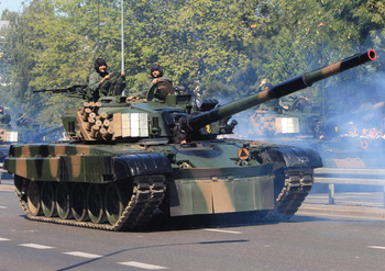 Pocztówka reklamowa 21x14,8 cm - Czołg podstawowy PT-91 Twardy - Warszawa 2015 r.