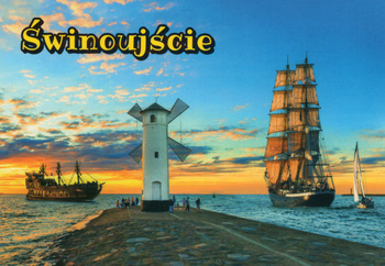 Pocztówka - Żaglowiec i statek wycieczkowy ROZA VENEDA - Świnoujście