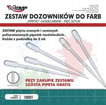 Zestaw pipetek modelarskich do farb (5+1 ) Mirage Hobby 100001