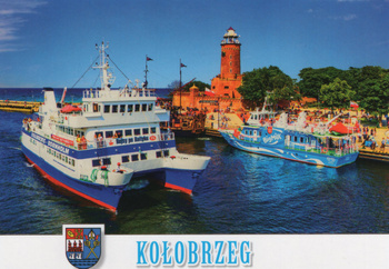 Pocztówka - Statki pasażerskie JANTAR i MONIKA III - Kołobrzeg