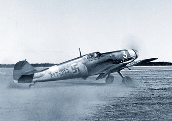 Pocztówka reklamowa 21x14,8 cm - Samolot myśliwski Messerschmitt Bf 109G-2