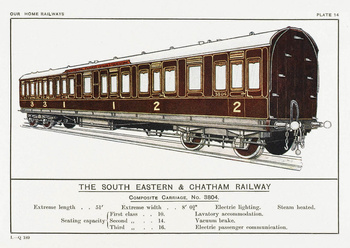 Pocztówka - The South Eastern & Chatham Railway - Composite Carriage No. 3804