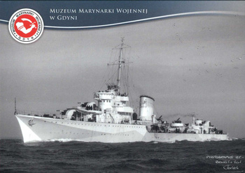 Pocztówka - Niszczyciel ORP BŁYSKAWICA na redzie portu w Cowes 1941 r.