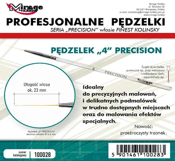 Pędzelek Mirage Hobby 100028 Precision Kolinsky rozmiar 4