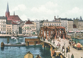 Pocztówka-reprint - Statki w Szczecinie około 1900 r.