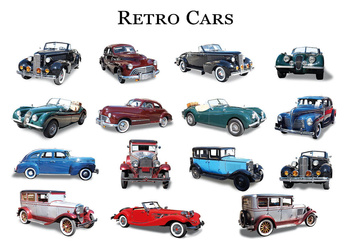 Pocztówka - Stare samochody