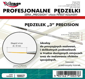 Pędzelek Mirage Hobby 100027 Precision Kolinsky rozmiar 3