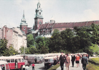 Pocztówka - Autobusy pod Wawelem w Krakowie