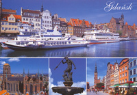 Pocztówka - Wodolot DELFIN IV i katamaran SZAFIR - Gdańsk