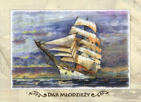 Pocztówka - Żaglowiec szkolny DAR MŁODZIEŻY