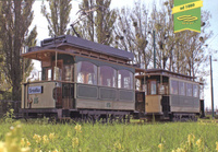 Pocztówka - MPK Poznań - Wagon silnikowy Typ I nr 15 (1898) i wagon doczepny nr 305 Carl Weyer (1905)