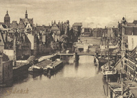 Pocztówka-reprint - Statki i barki na Motławie w Gdańsku około 1930 r.