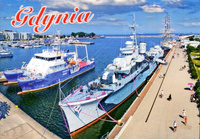 Pocztówka - Statek naukowo-badawczy OCEANOGRAF i niszczyciel ORP BŁYSKAWICA - Gdynia